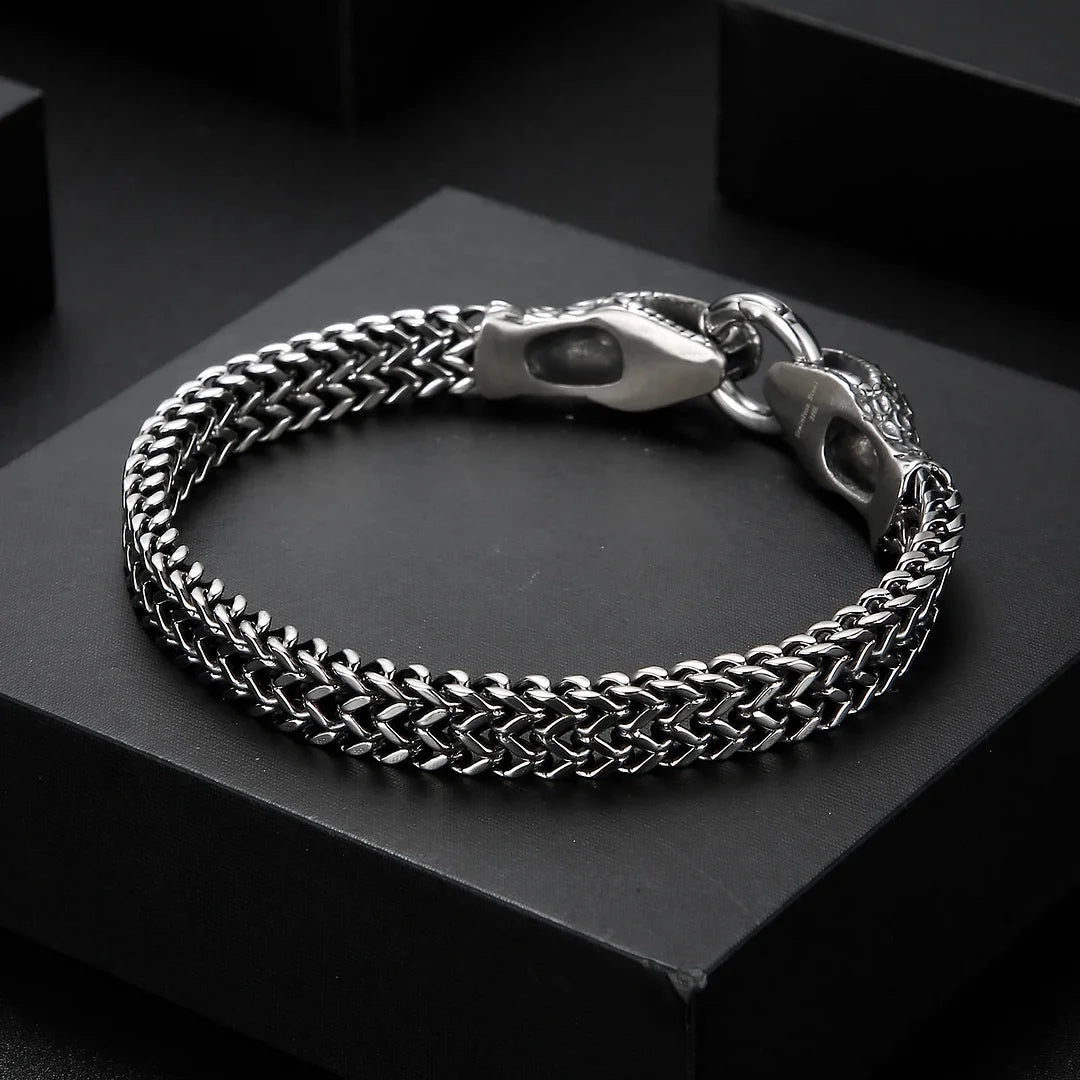 Double Snake Head Steel Bracelet