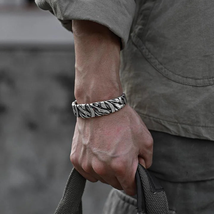 Silver hand-woven personalized retro opening adjustable bracelet