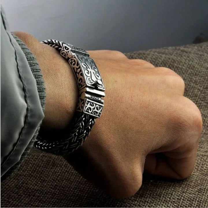 Silver Bracelet for Man Personality Woven