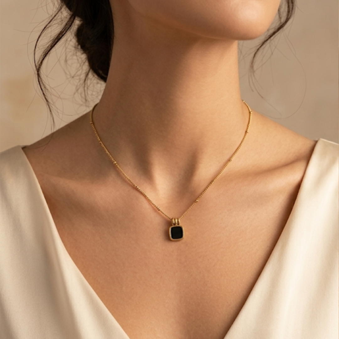 Lucia Black Pendant Necklace