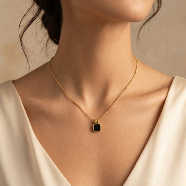 Lucia Black Pendant Necklace