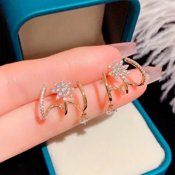 Eight Awn Star Moissanite Earrings