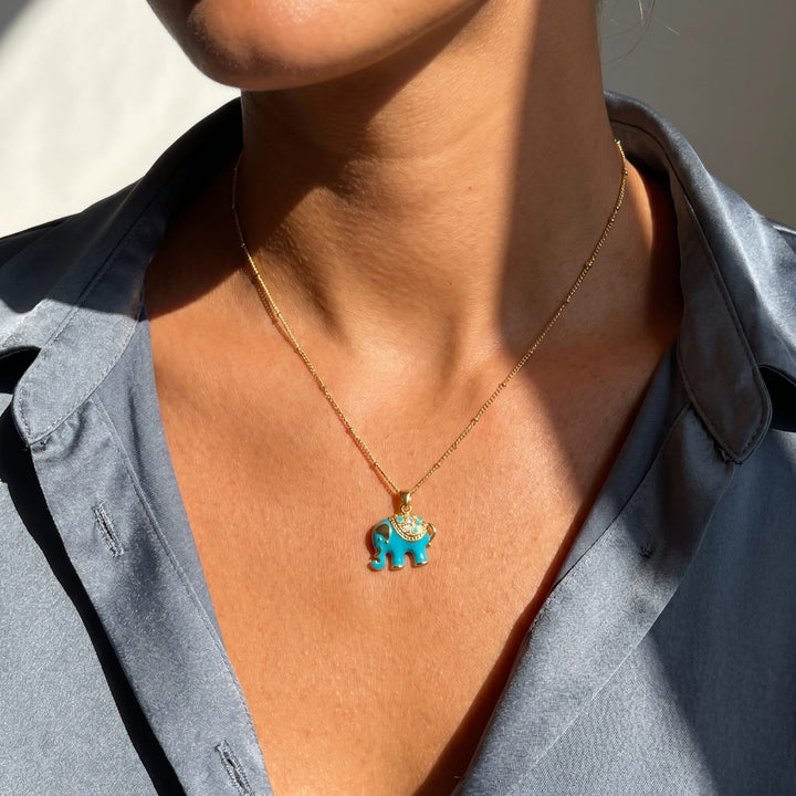 Lucky Turquoise Elephant Necklace