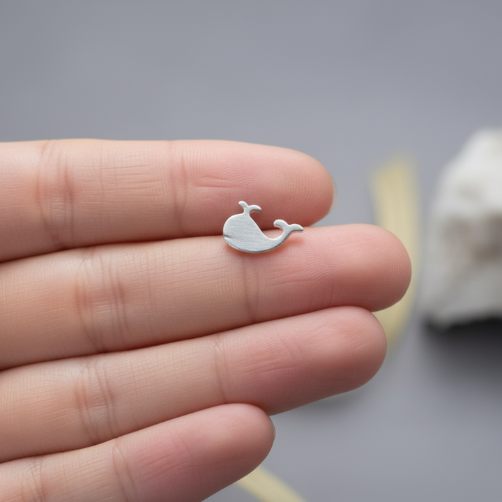 SILVER WHALE EARRINGS (PAIR)