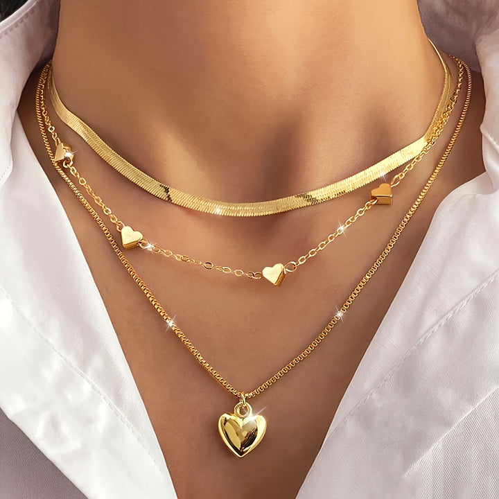 Timeless Triple-Layer Heart Necklace