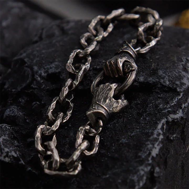Handmade Viking Fist Silver Cable Bracelet / Necklace
