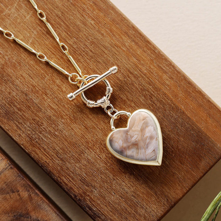 The Eternal Marbled Heart Toggle Necklace