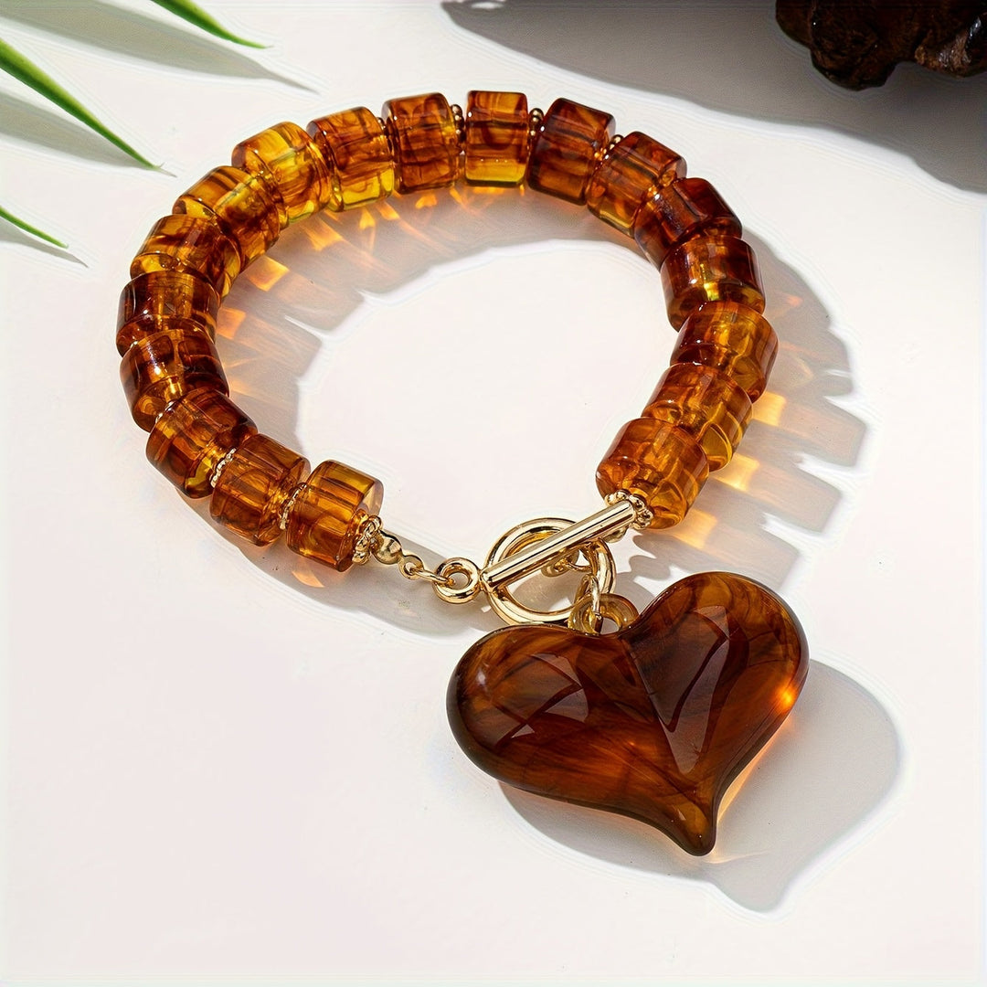 Vintage Amber Heart Statement Set