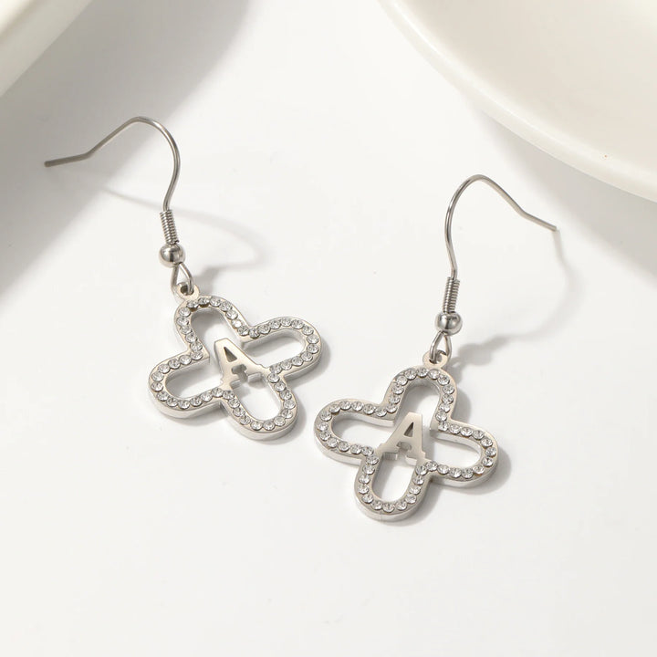 Classy Floral Letter Initial Earrings