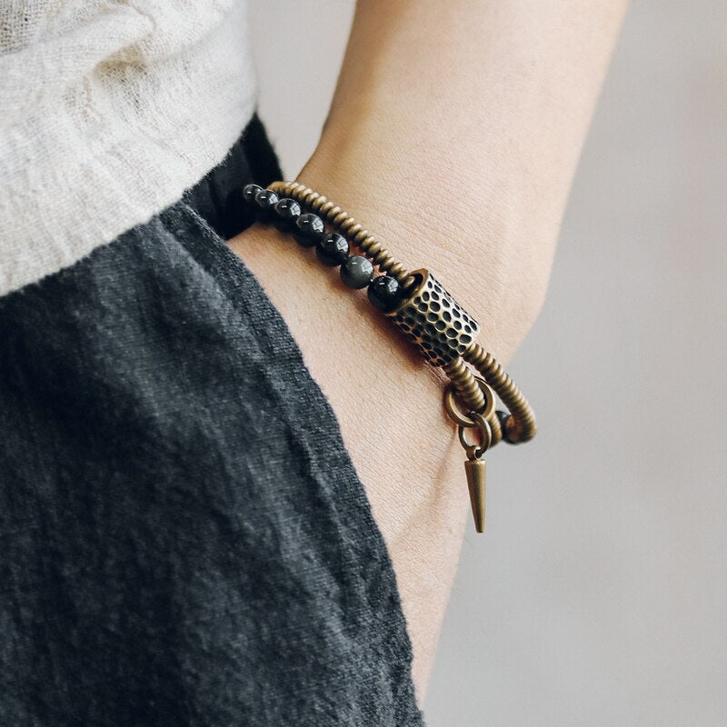 Knud | Black Obsidian & Copper Handmade Bracelet