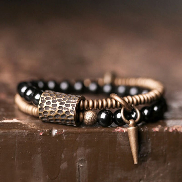 Knud | Black Obsidian & Copper Handmade Bracelet