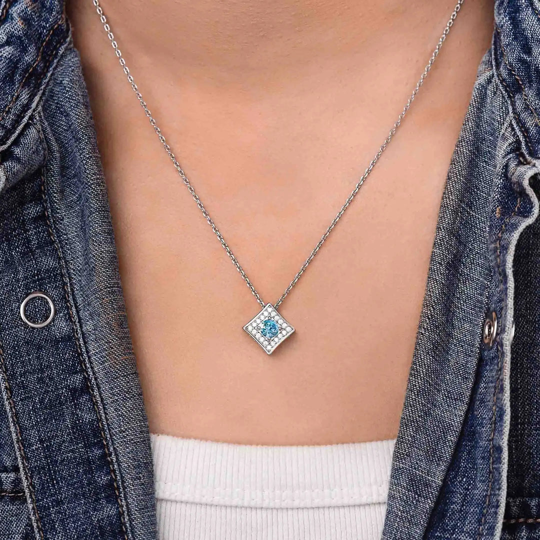 Aquamarine Sterling Silver Pendant Necklace