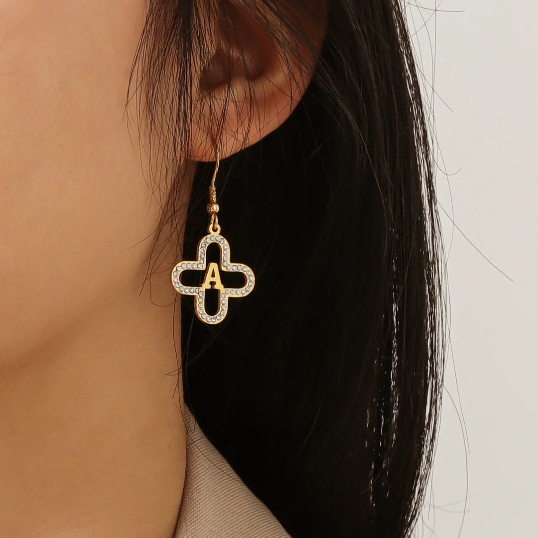 Classy Floral Letter Initial Earrings