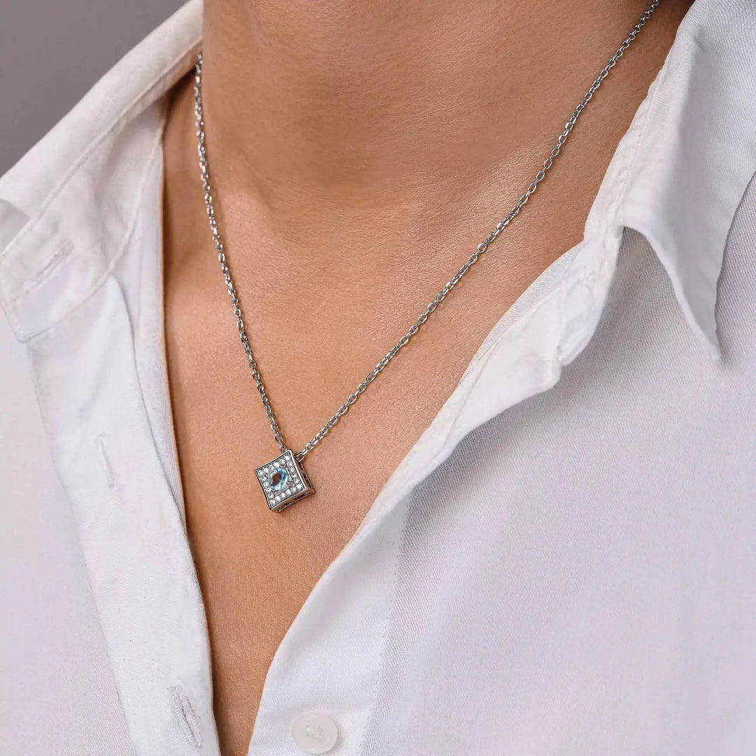 Aquamarine Sterling Silver Pendant Necklace