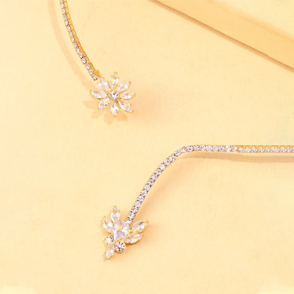 Stonefans Floral Rhinestone Open Choker Necklace
