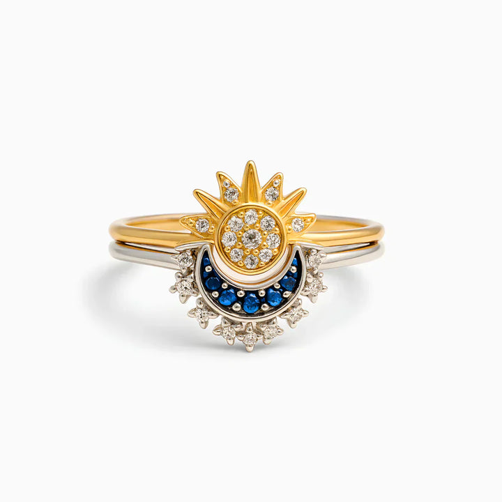 Set of Two Celestial Rings - Sun & Moon