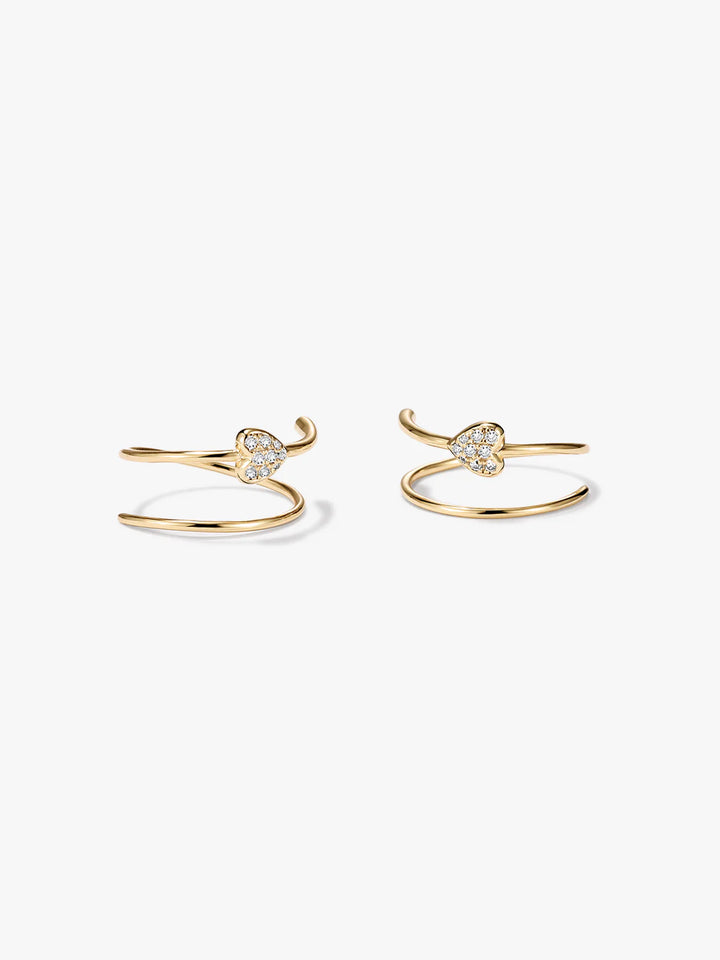Pave Heart Double Hoops
