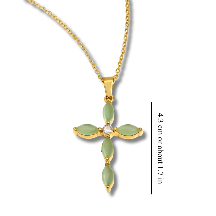 MARQUISE JADE CROSS NECKLACE