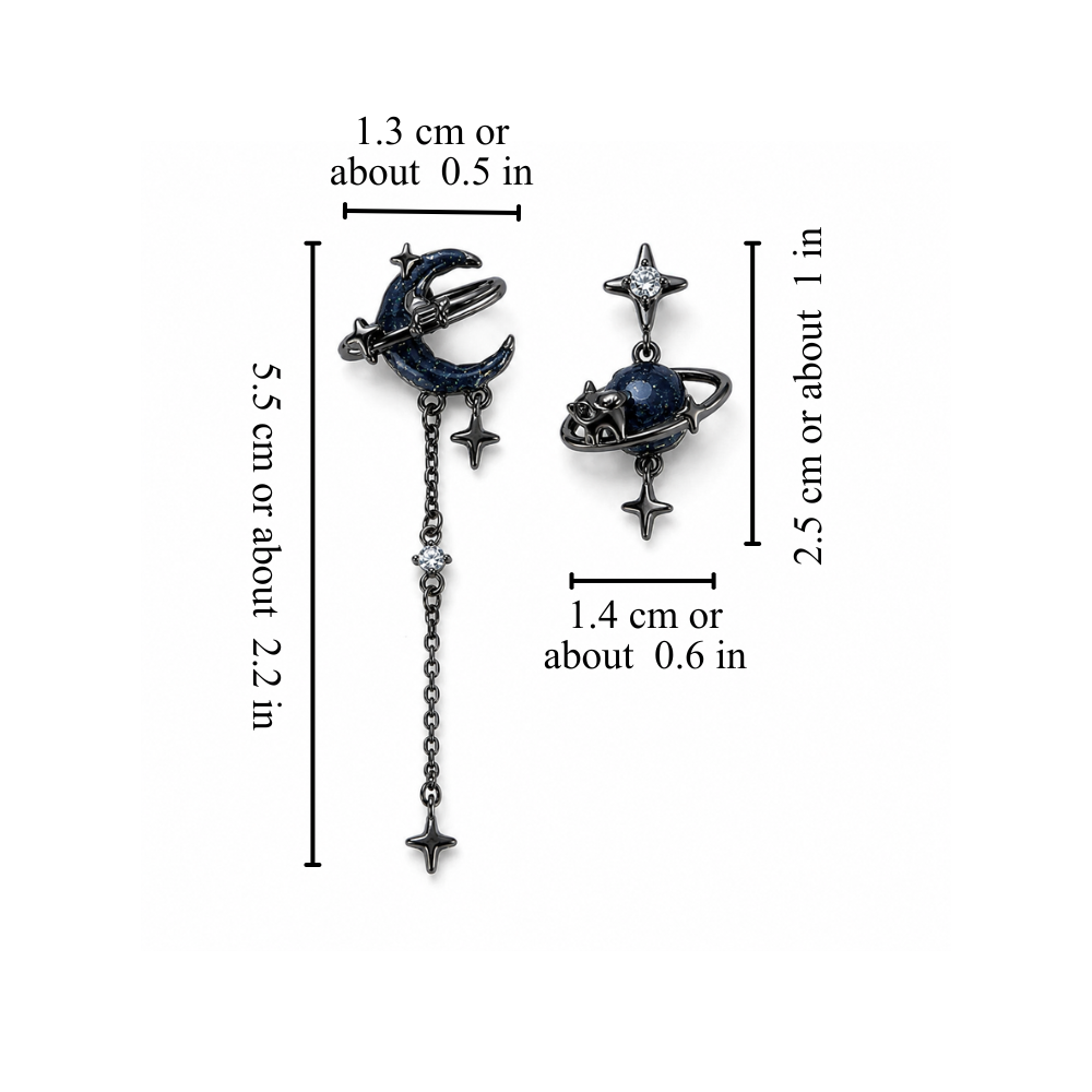 ASYMMETRIC MOON PLANET EARRINGS (PAIR)