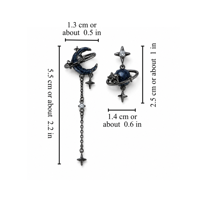 ASYMMETRIC MOON PLANET EARRINGS (PAIR)