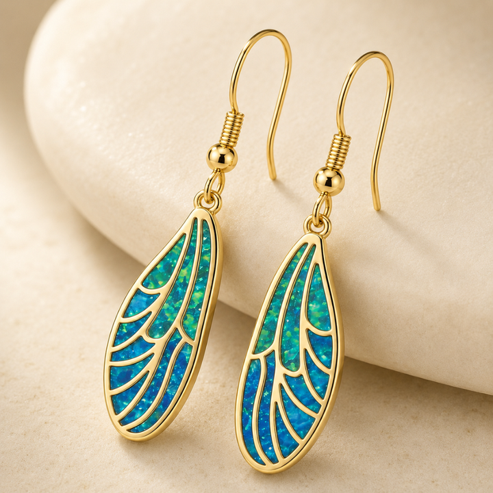 OPAL DRAGONFLY WING EARRINGS (PAIR)