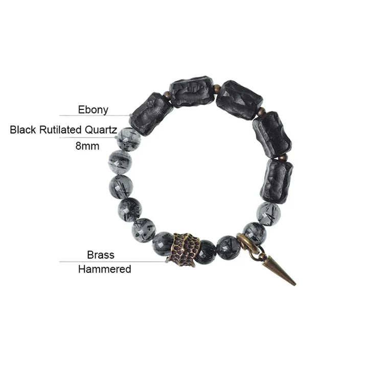 Vidar | Handmade Black Rutilated Quartz, Ebony & Copper Bracelet