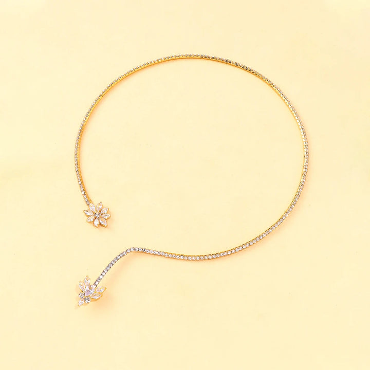 Stonefans Floral Rhinestone Open Choker Necklace