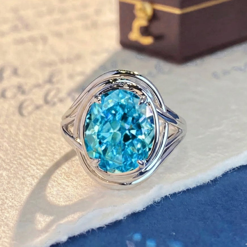 Aquamarine Blue zirconia Gemstone Ring