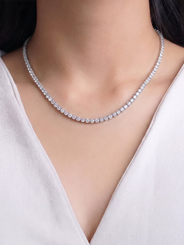 Aurora Diamond Silver Necklace