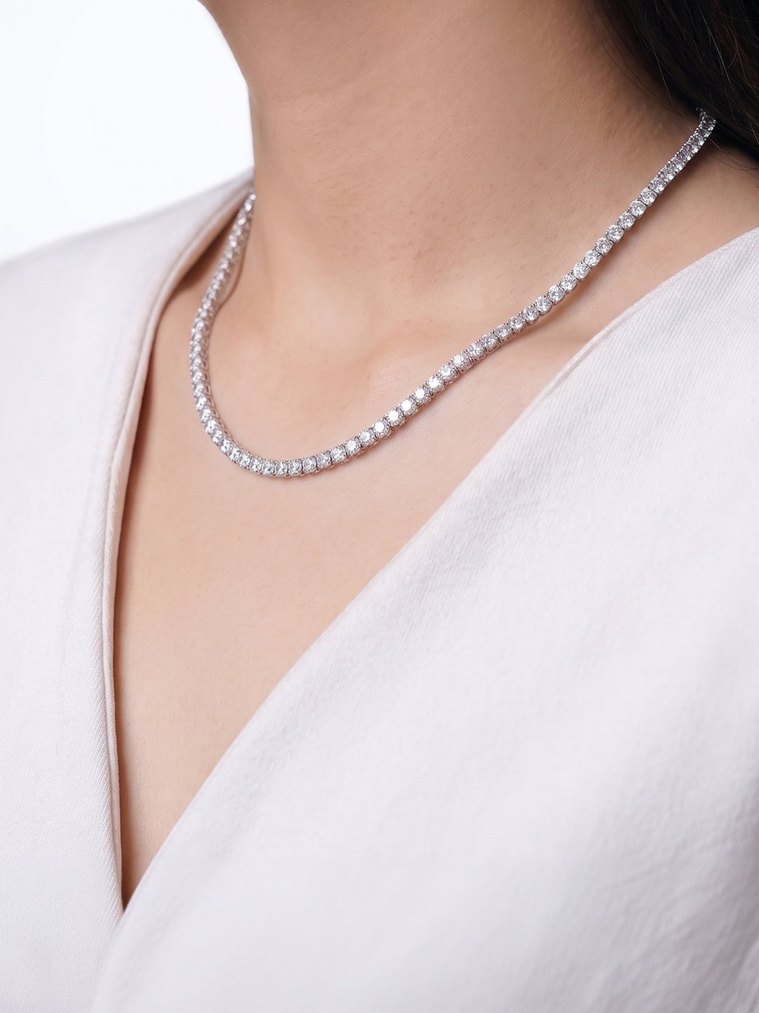 Aurora Diamond Silver Necklace