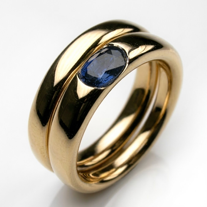 Women's Ring Set with an Oval Gemstone - Ilaria
