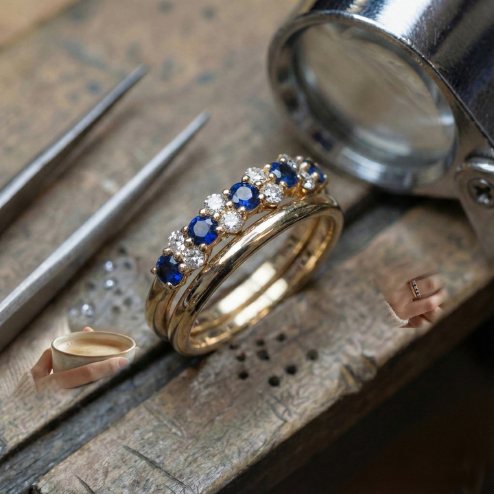 Elegant Vintage Gold Ring with Blue Zirconia