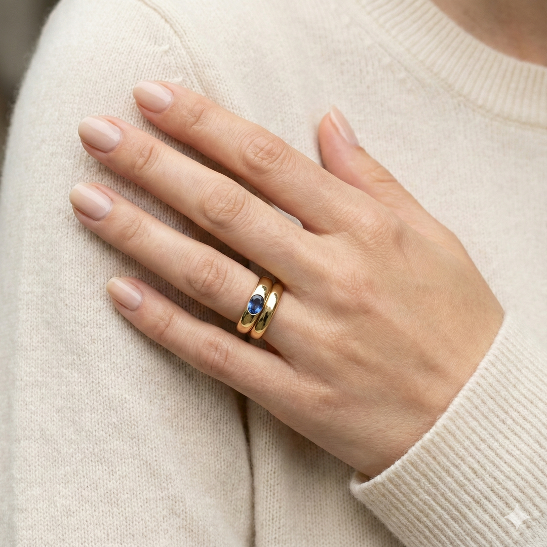 Women's Ring Set with an Oval Gemstone - Ilaria
