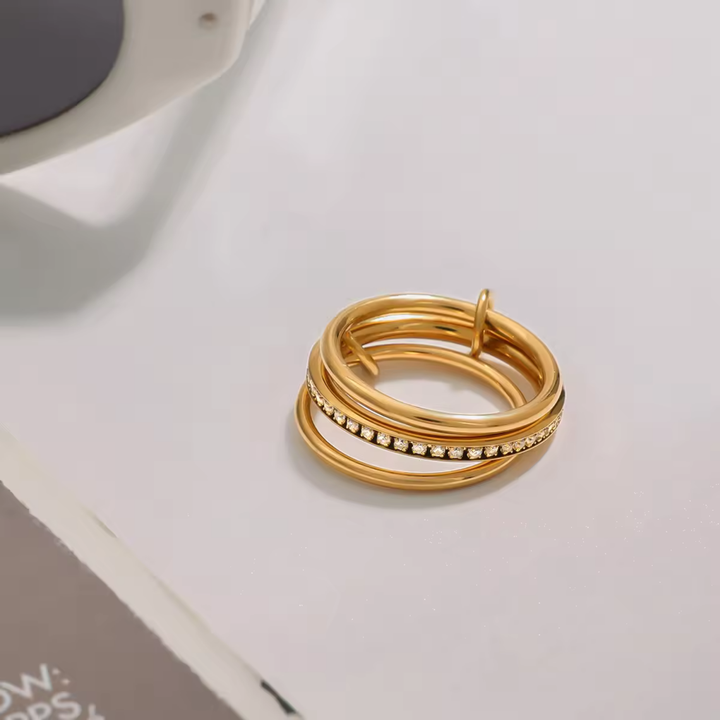 Beaded Rope Zircon Ring