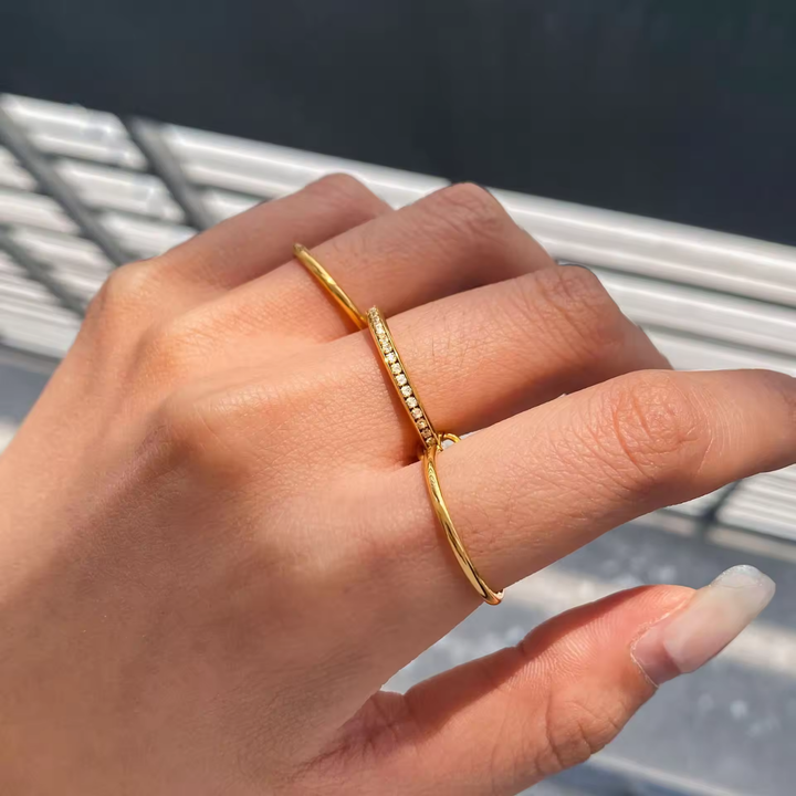 Beaded Rope Zircon Ring