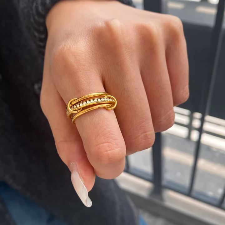 Beaded Rope Zircon Ring