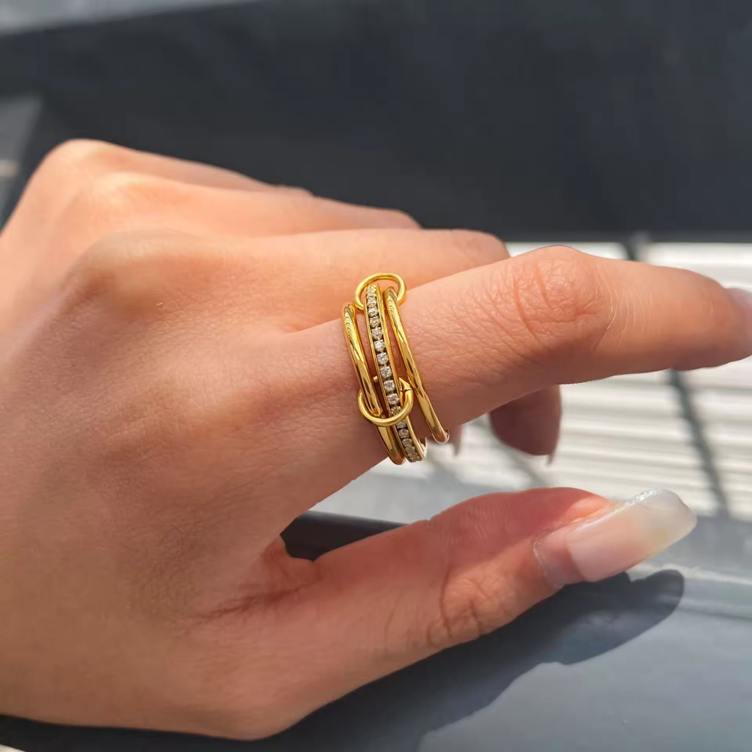 Beaded Rope Zircon Ring