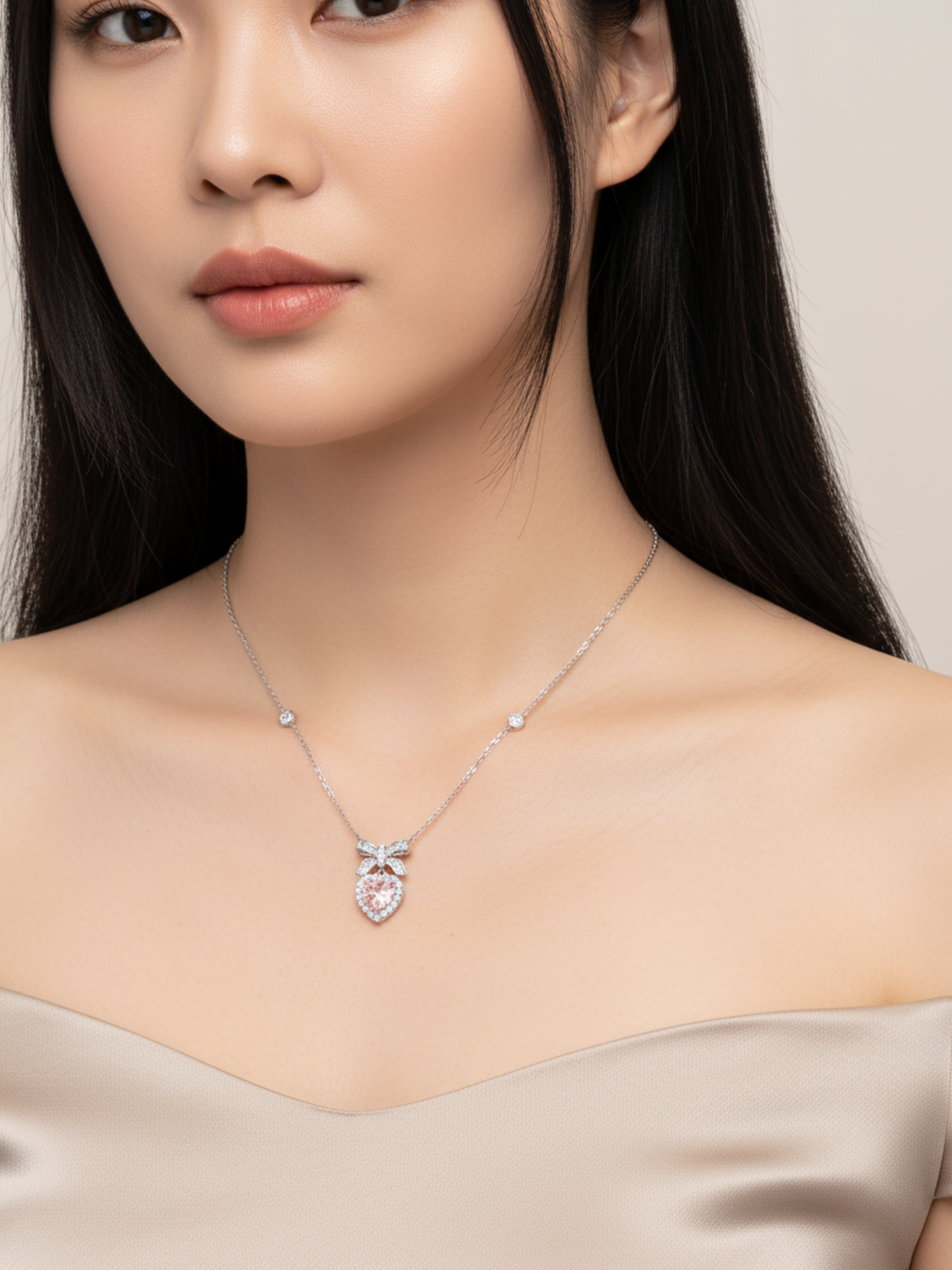 Evelyn Bow Heart Necklace