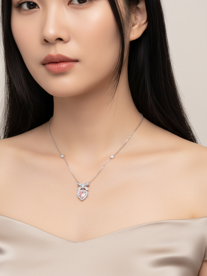 Evelyn Bow Heart Necklace