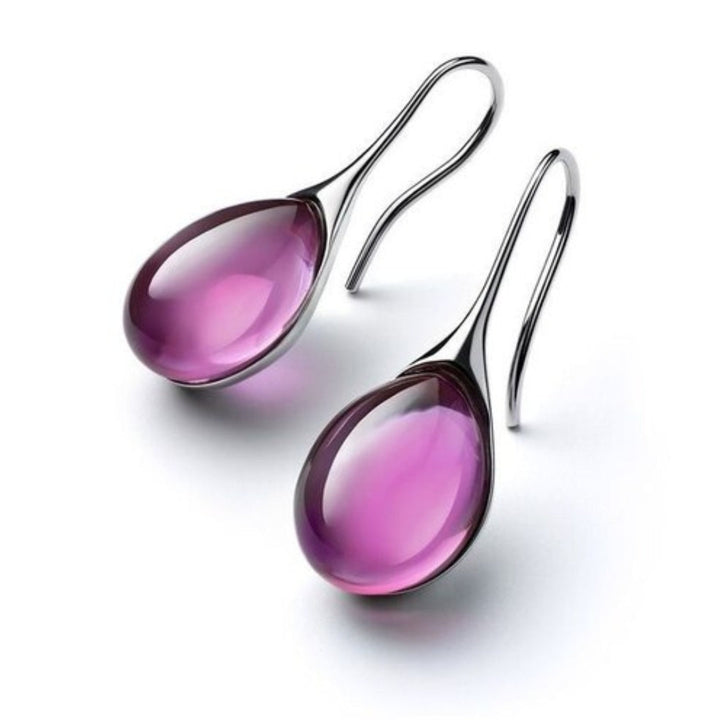 Drop Earrings with Bi-Color Crystal in Gold and Silver