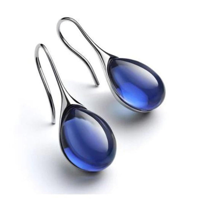 Drop Earrings with Bi-Color Crystal in Gold and Silver