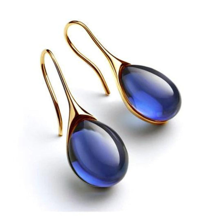 Drop Earrings with Bi-Color Crystal in Gold and Silver