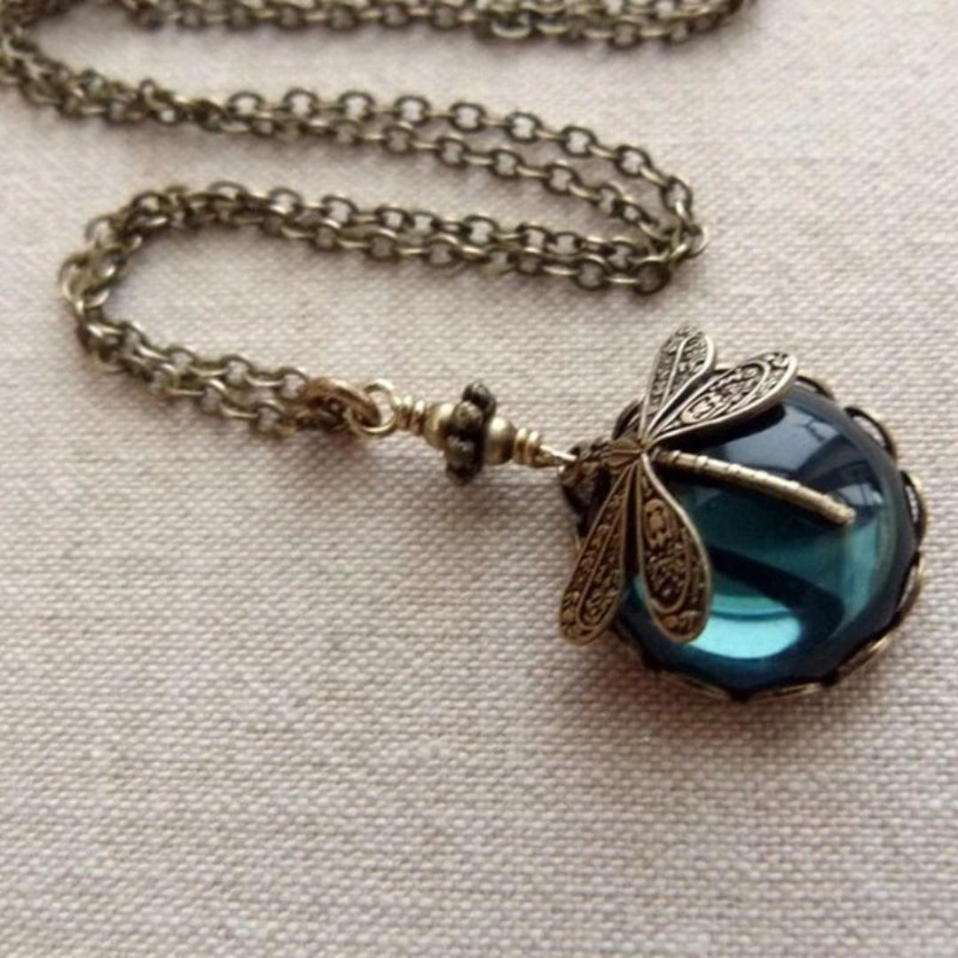 Vintage Necklace Adorned with a Dragonfly