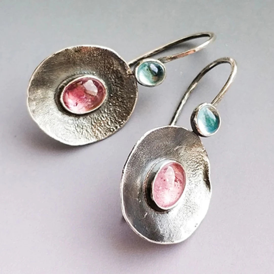 Elegant Vintage Two-Tone Silver Earrings