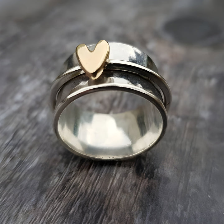 Harper  | Golden Heart Silver Ring