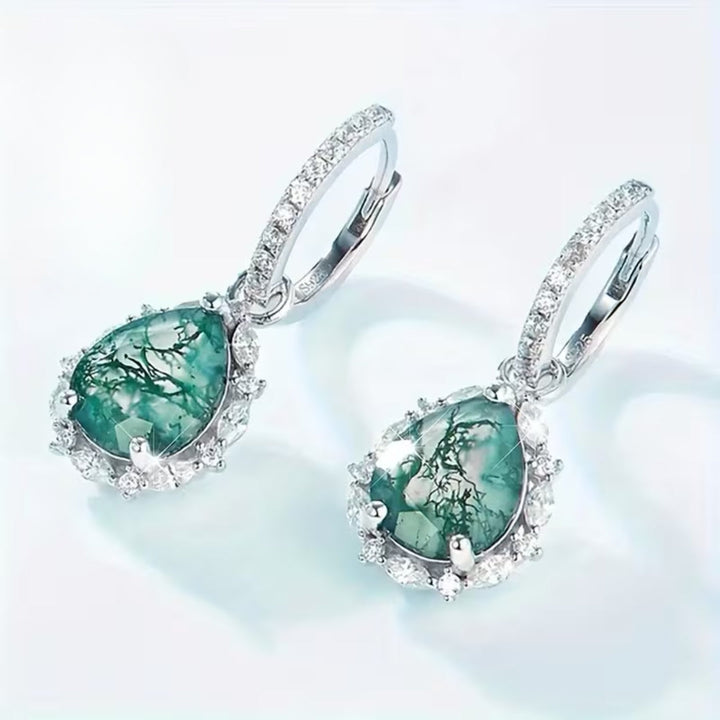 Moss Agate Bright Drop Earrings