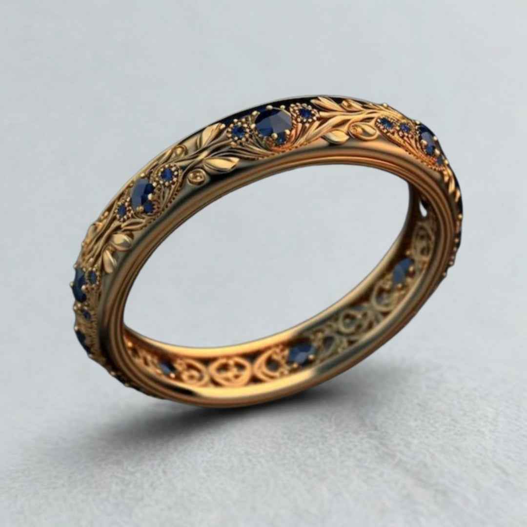 Exotic Fine Blue Zirconia Leaf Ring
