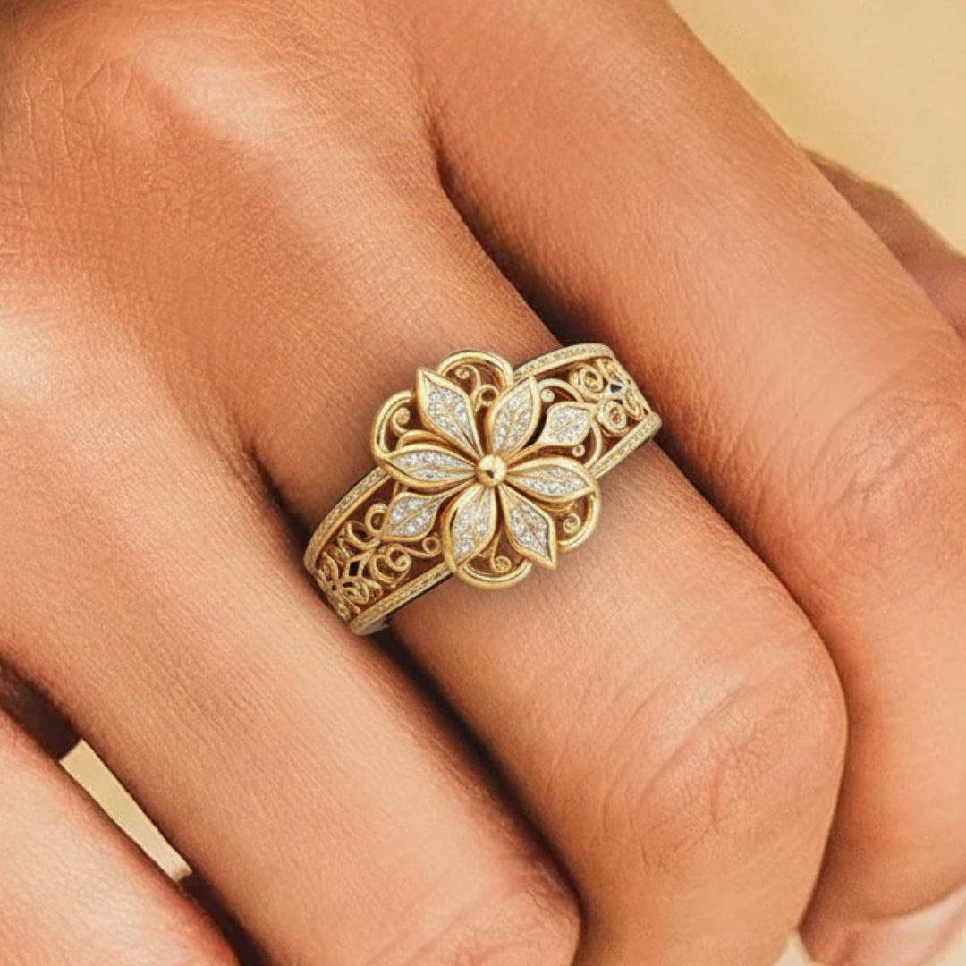 Flower Zirconia Exotic Gold Ring