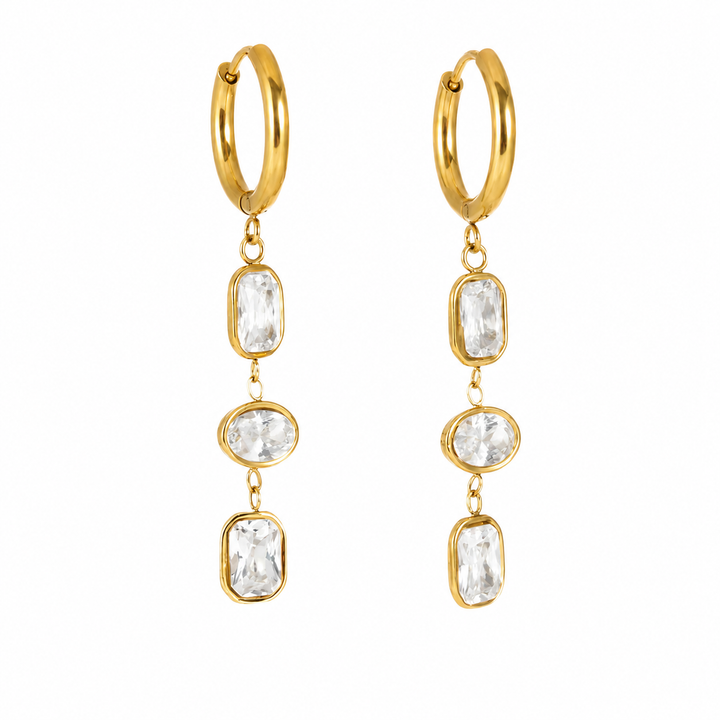 Golden Crystal Drop Earrings
