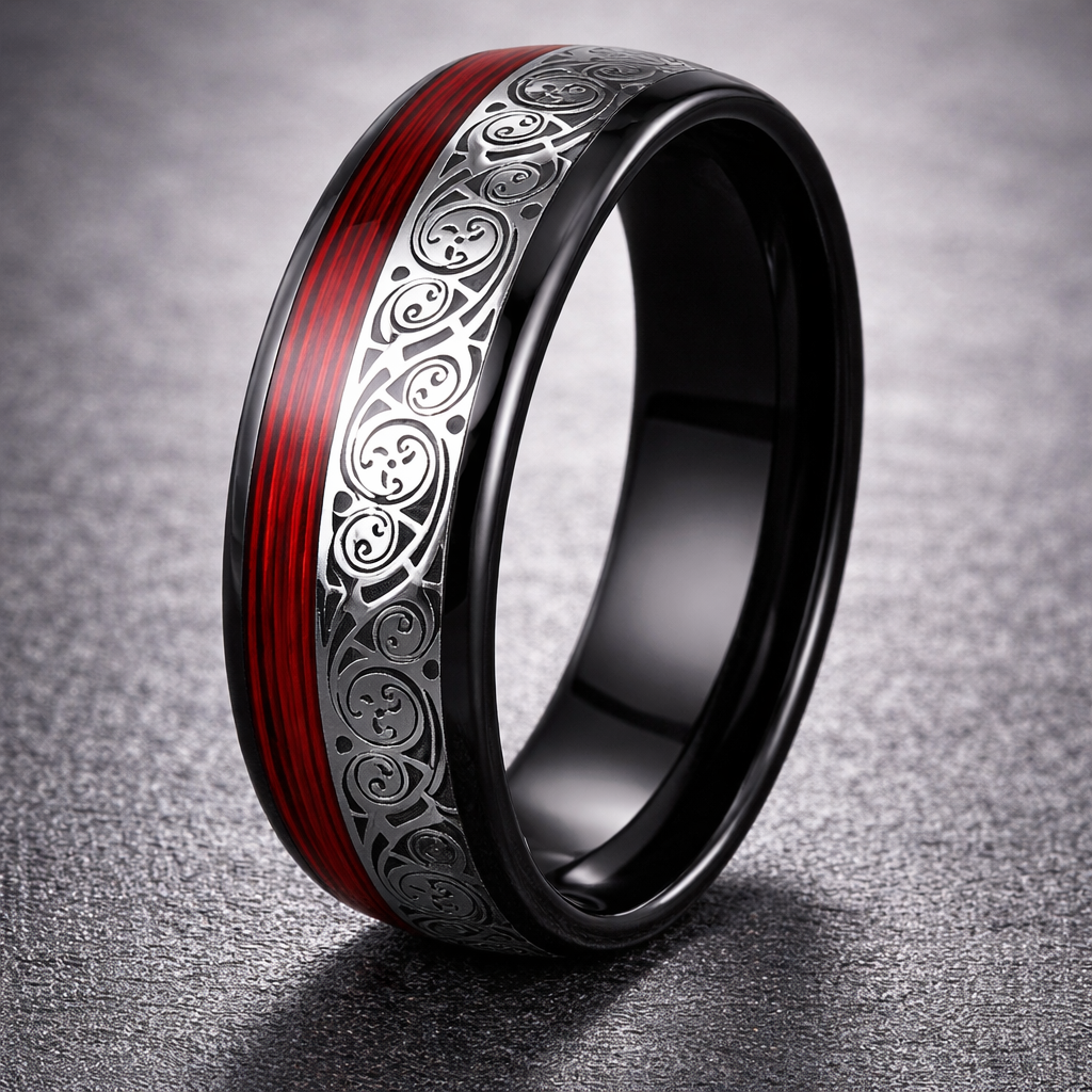 Crimson Engraved Fusion Ring